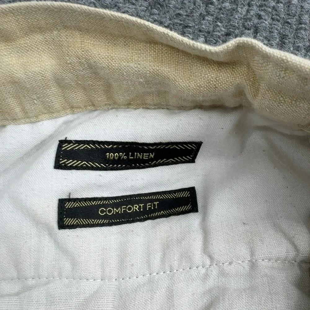Zulus Festin‎ Pants Mens 37x34 Tan Linen Comfort Fit Flat Front Summer Casual
